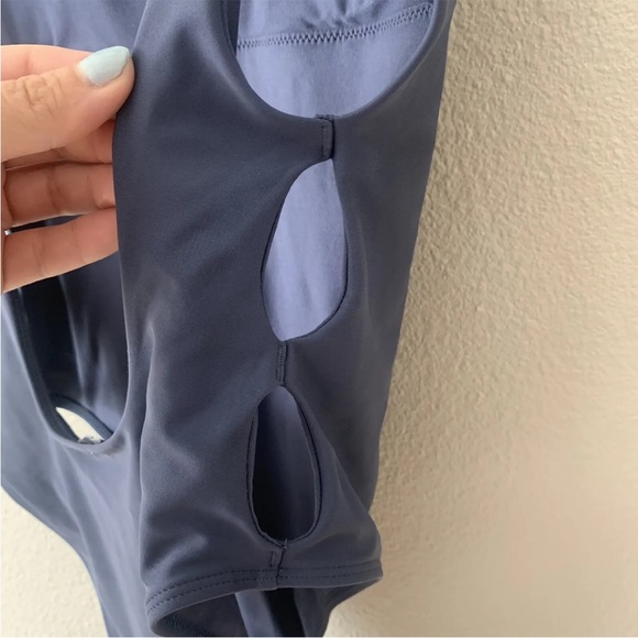 Aerie Swim One Piece High Leg Side Cut Out One Piece Swimsuit S Blue Low Back - Picture 10 of 12